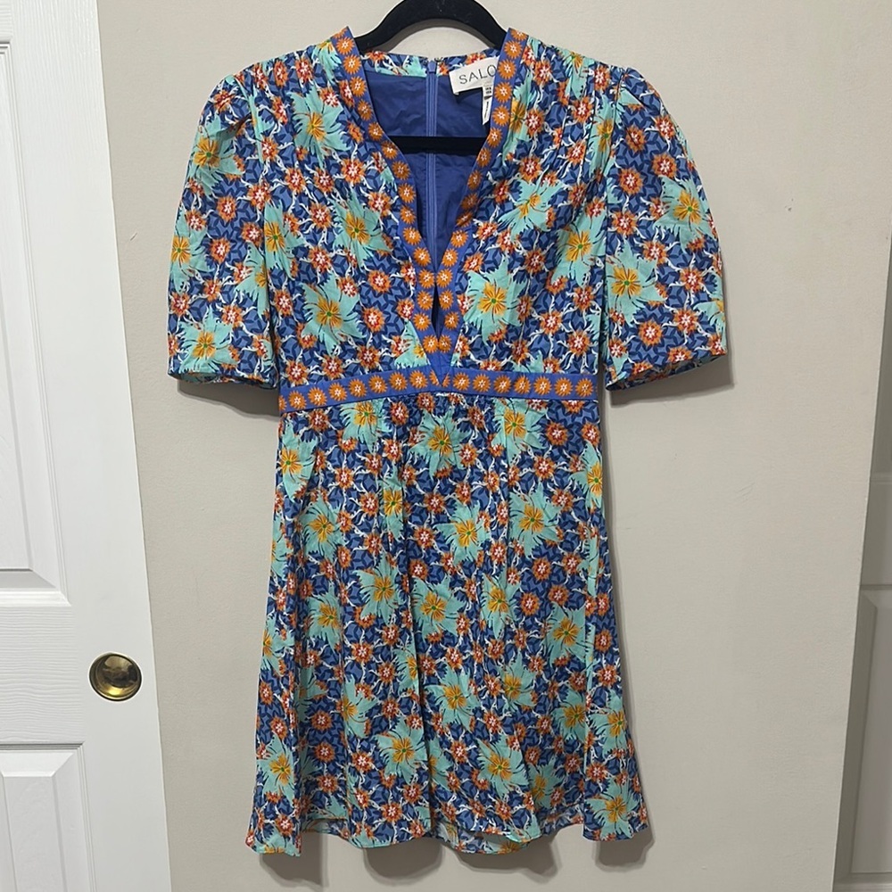 Saloni Floral Blue and Orange Dress